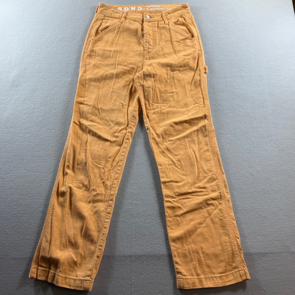 S.O.N.G. Carpenter 90s Boyfriend Jean Women 3/26 Orange High Rise Straight Leg